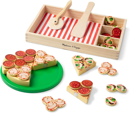 Melissa & Doug Wooden Pizza Party Play Food Set with 36 Toppings