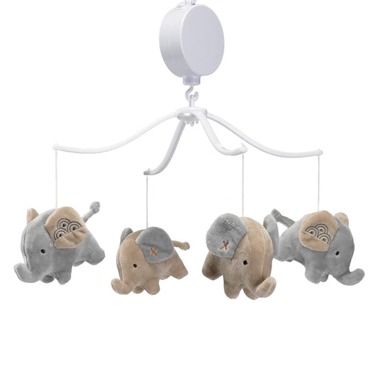 Bedtime Originals Elephant Love Musical Baby Crib Mobile Soother Toy - Gray