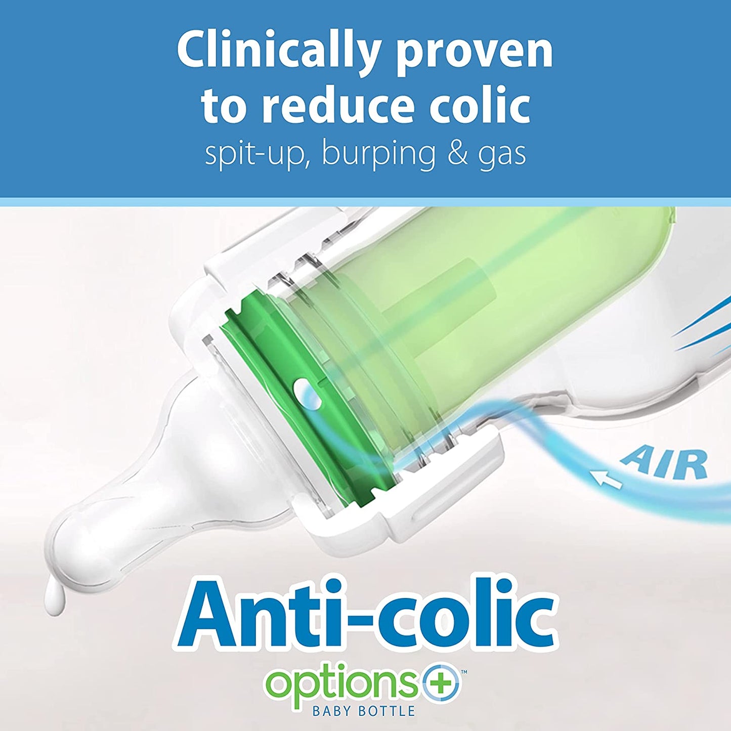 Dr. Brown'S Anti-Colic Options+ Narrow Baby Bottle, 0M+ Level 1 Nipple - Baby Bottle to Reduce Colic (1 Pack), 4 Oz