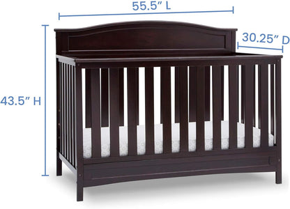 Delta Children Emery 4-In-1 Convertible Baby Crib - Greenguard Gold Certified, Dark Chocolate