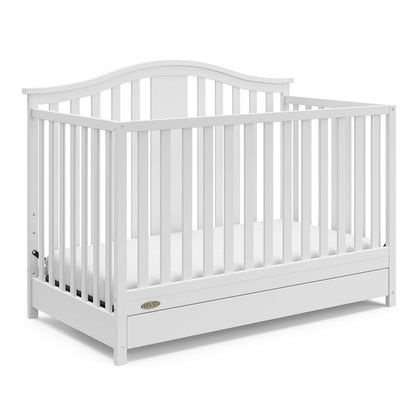 Graco Solano 4-In-1 Convertible Crib with Drawer Combo (White) – GREENGUARD Gold Certified, Includes Full-Size Nursery Storage Drawer, Converts to Toddler Bed and Full-Size Bed