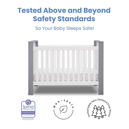 Delta Children Miles 4-In-1 Convertible Crib, Bianca White/Textured Limestone