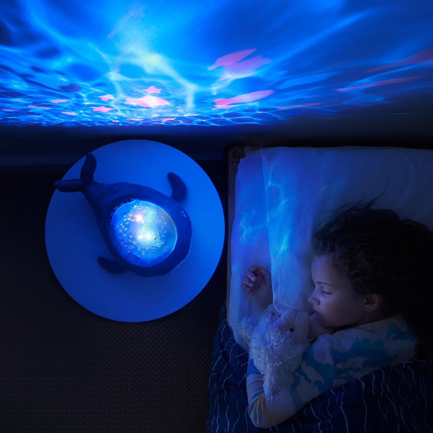 Bobbi the Whale Ceiling Night Light Projector for Babies and Kids, Sleep Soother with Adjustable Volume Lullabies, White Noises, 3 Night Light Intensities