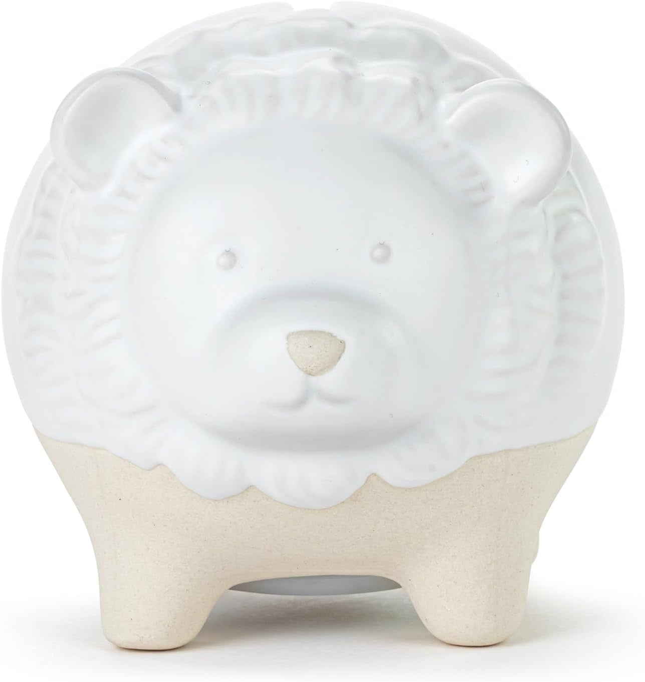 DEMDACO 5004820137 Saver Hear Me Roar Classic White and Tan 4 X 3.5 Inch Stoneware Piggy Savings Money Coin Bank Lion