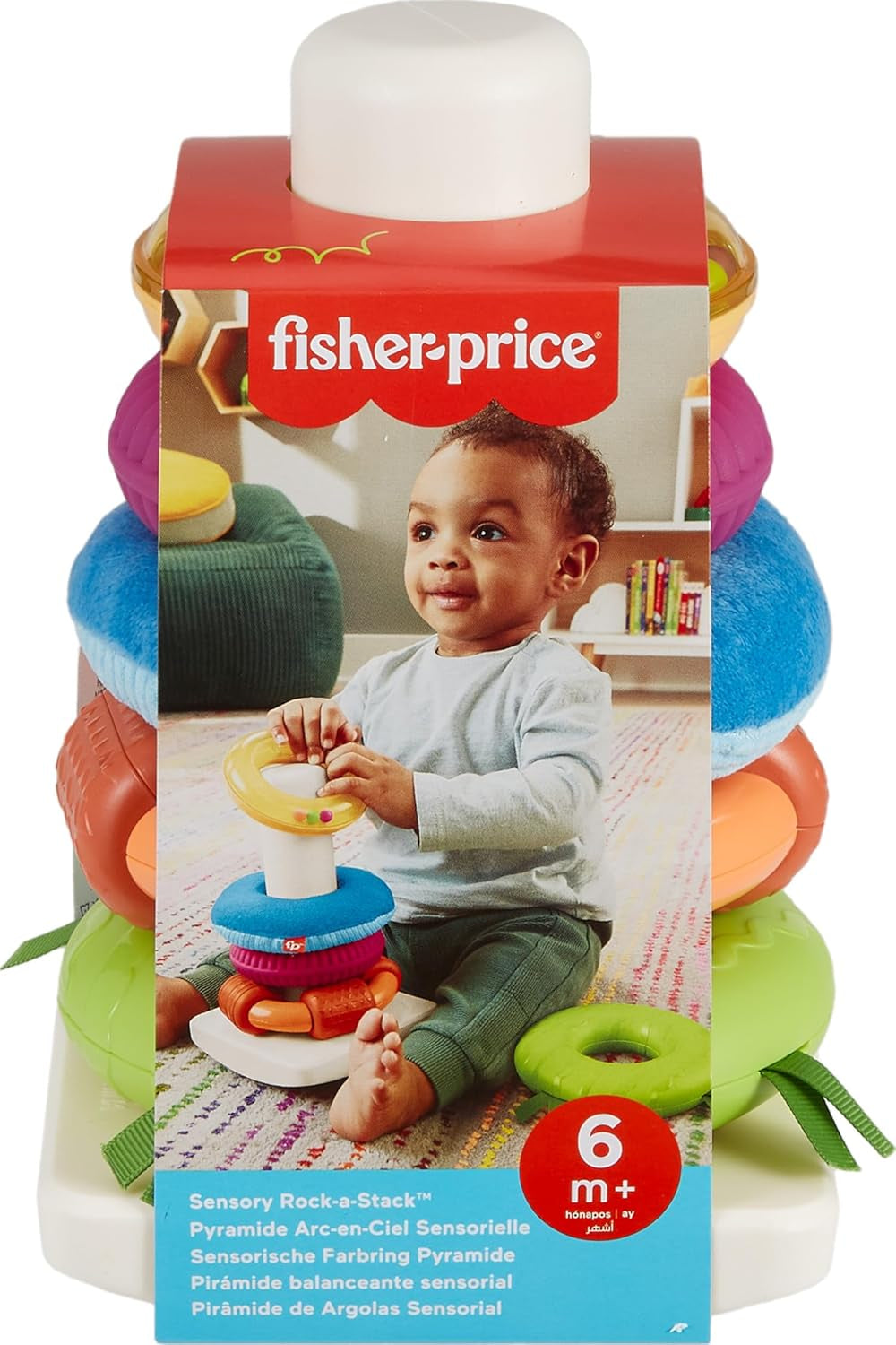 Fisher-Price Baby Toy Sensory Rock-A-Stack, Rings with Fine Motor Activities for Developmental Play for Infants Ages 6+ Months