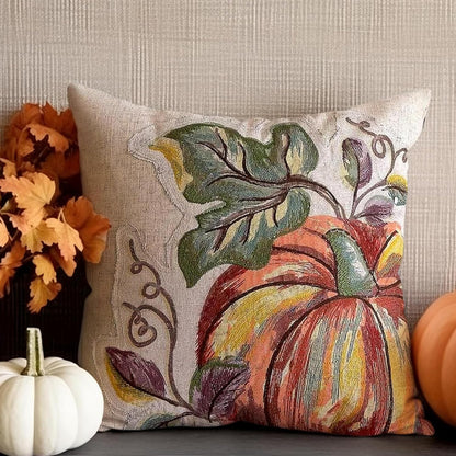 MON AMI Watercolour Pumpkin Decorative Throw Pillow – 18X18”, Halloween Decorations, Farmhouse Cushion for Sofa/Couch