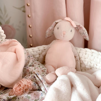 MON AMI Petit Bunny Knotted Soft Doll 12”, Muslin Cloth Doll for Infants & Toddlers, Huggable Rabbit Plush Toy, Great Gift for Christmas