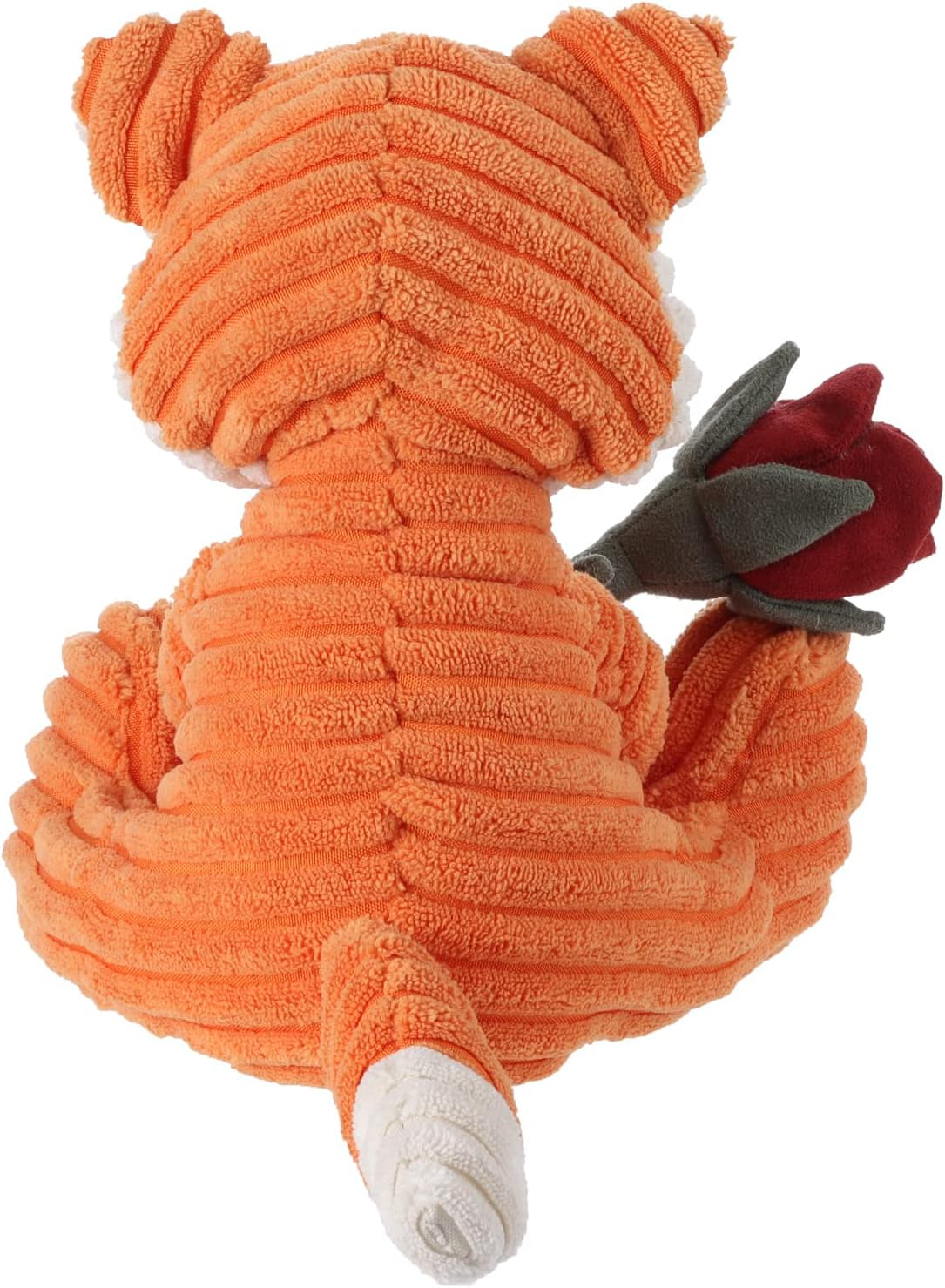 Apricot Lamb Toys Plush Corduroy Orange Fox with Rose Stuffed Animal Soft Cuddly for Kids Girlfriend Mother'S Day Valentine'S Day, 8.5 Inches