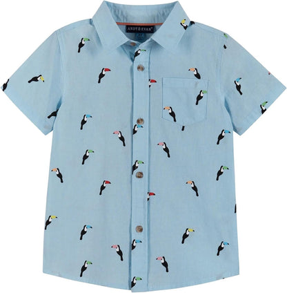 Andy & Evan Boys' Short Sleeve Button-Down Shirts, Stylish Summer Spring Shirts for Boys, Lightweight and Breathable