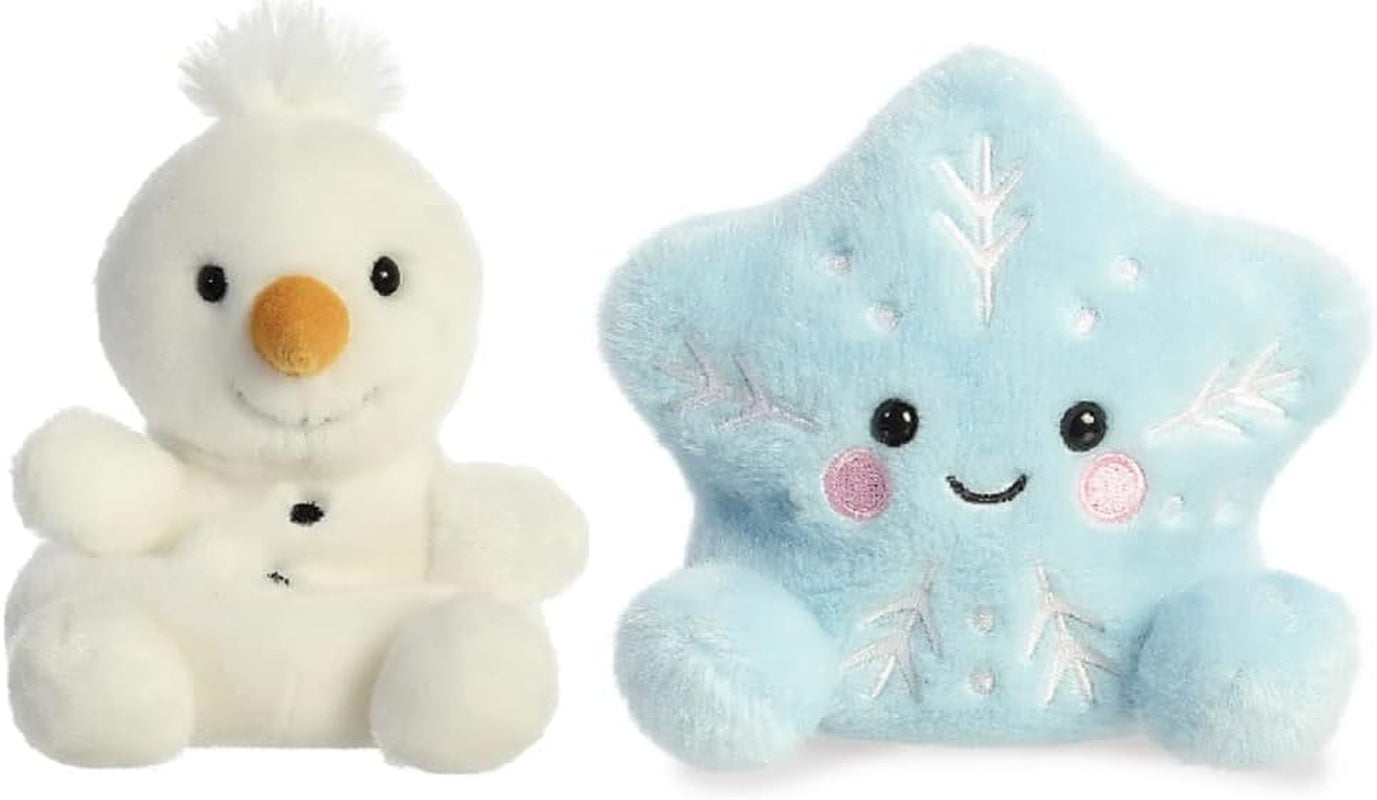 Aurora Small Palm Pals 2 Piece Winter Plush Bundle, Frosty Snowflake and Froyo Snowman