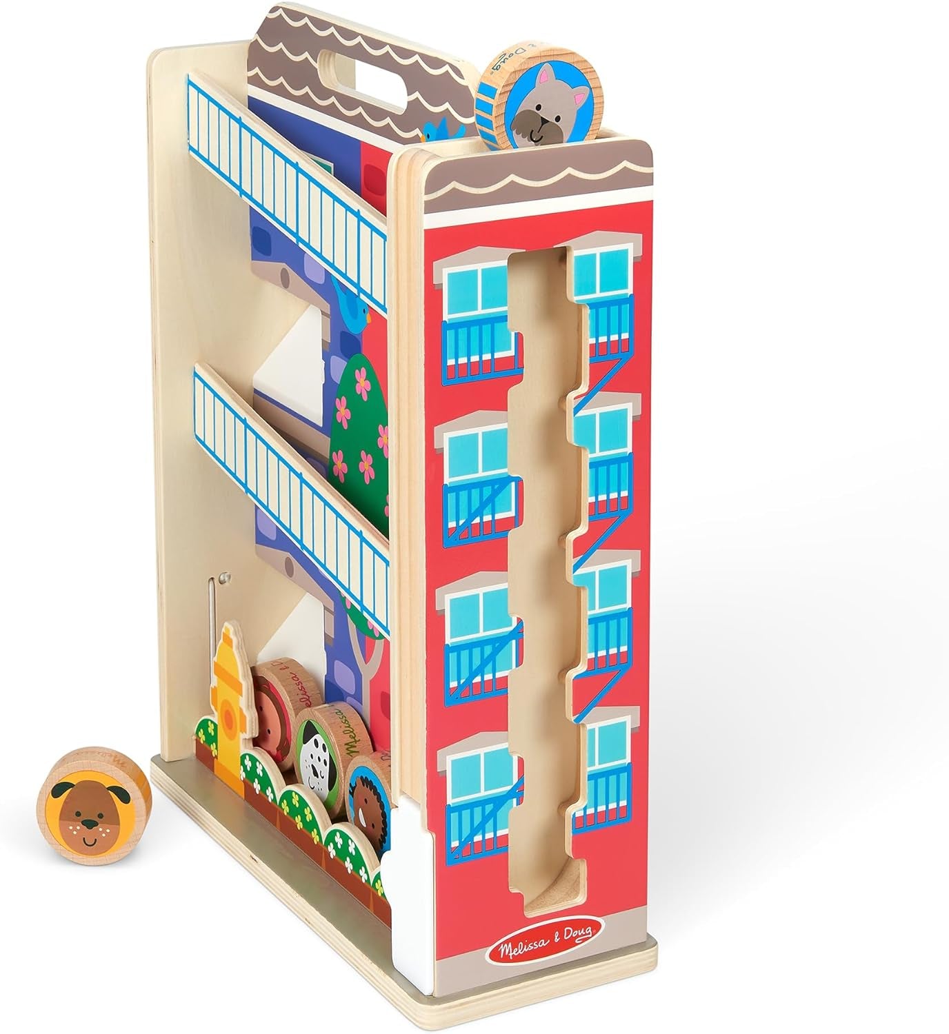 Melissa & Doug GO Tots Wooden Town House Tumble with 6 Disks - FSC Certified