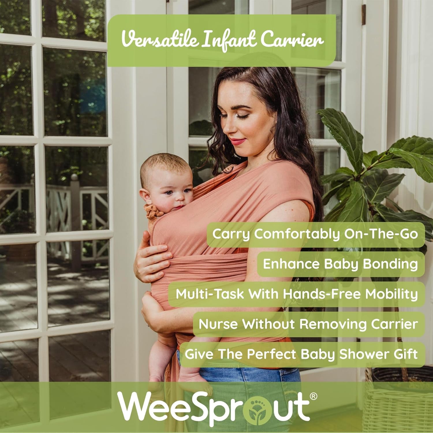 Weesprout Baby Wraps Carrier - Perfect Child Sling for Newborn and Infant, Enhances Bonding, Soft and Breathable, Ideal for Babywearing