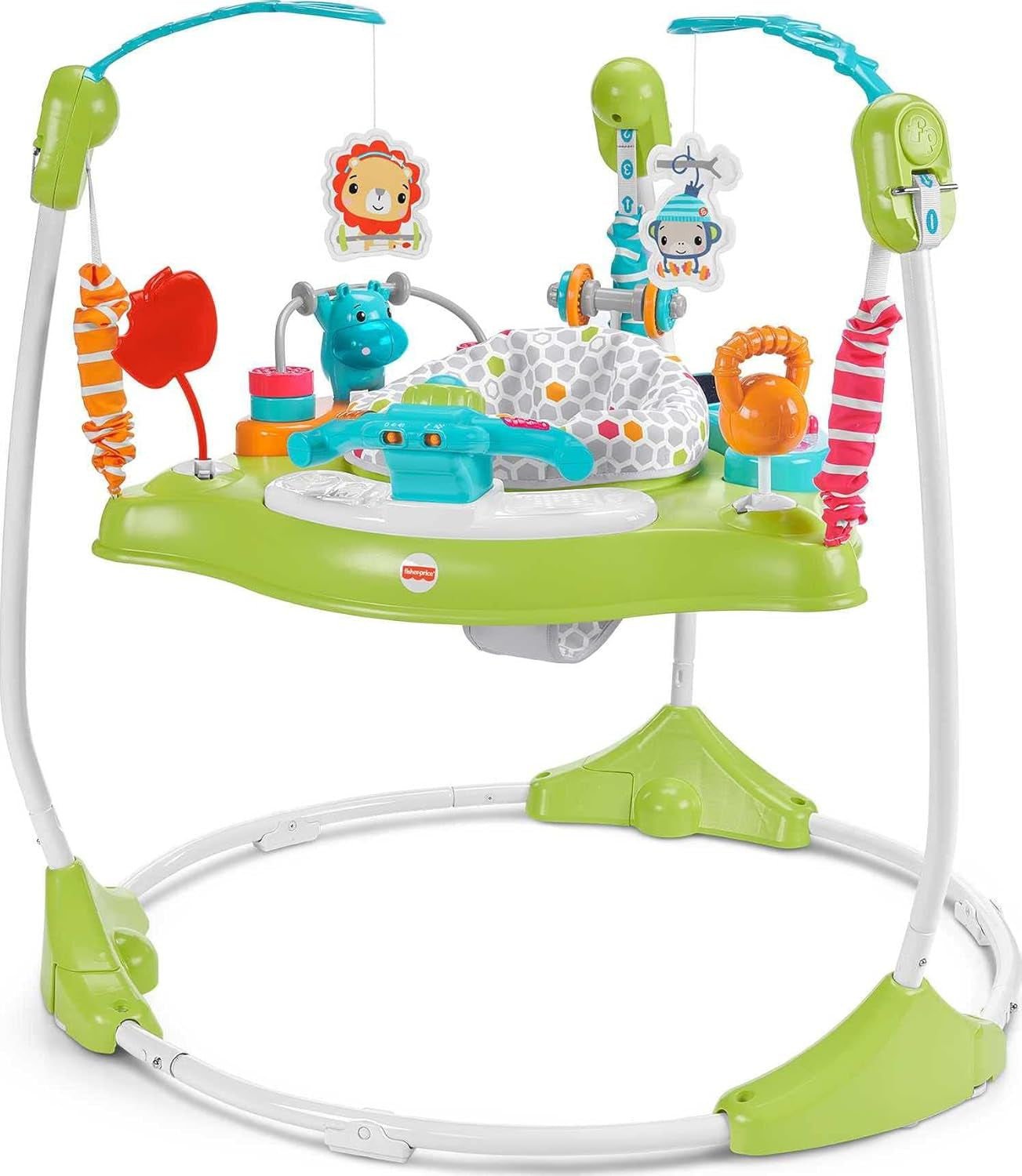 Fisher-Price Baby Bouncer Fitness Fun Jumperoo Musical Activity Center with Lights Sounds & Developmental Toys, Folds for Storage