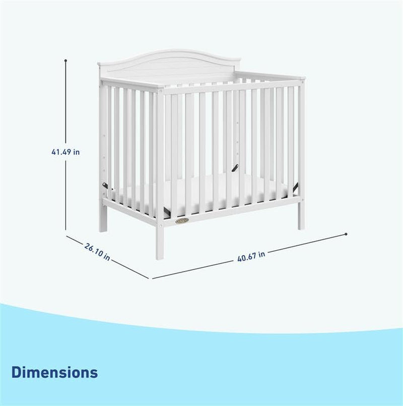 Graco Stella 4-In-1 Convertible Mini Crib with Bonus Mattress (White) – Includes Bonus 2.50 Inch Thick Mattress with Water-Resistant Cover, Converts to Twin Bed with Headboard and Footboard