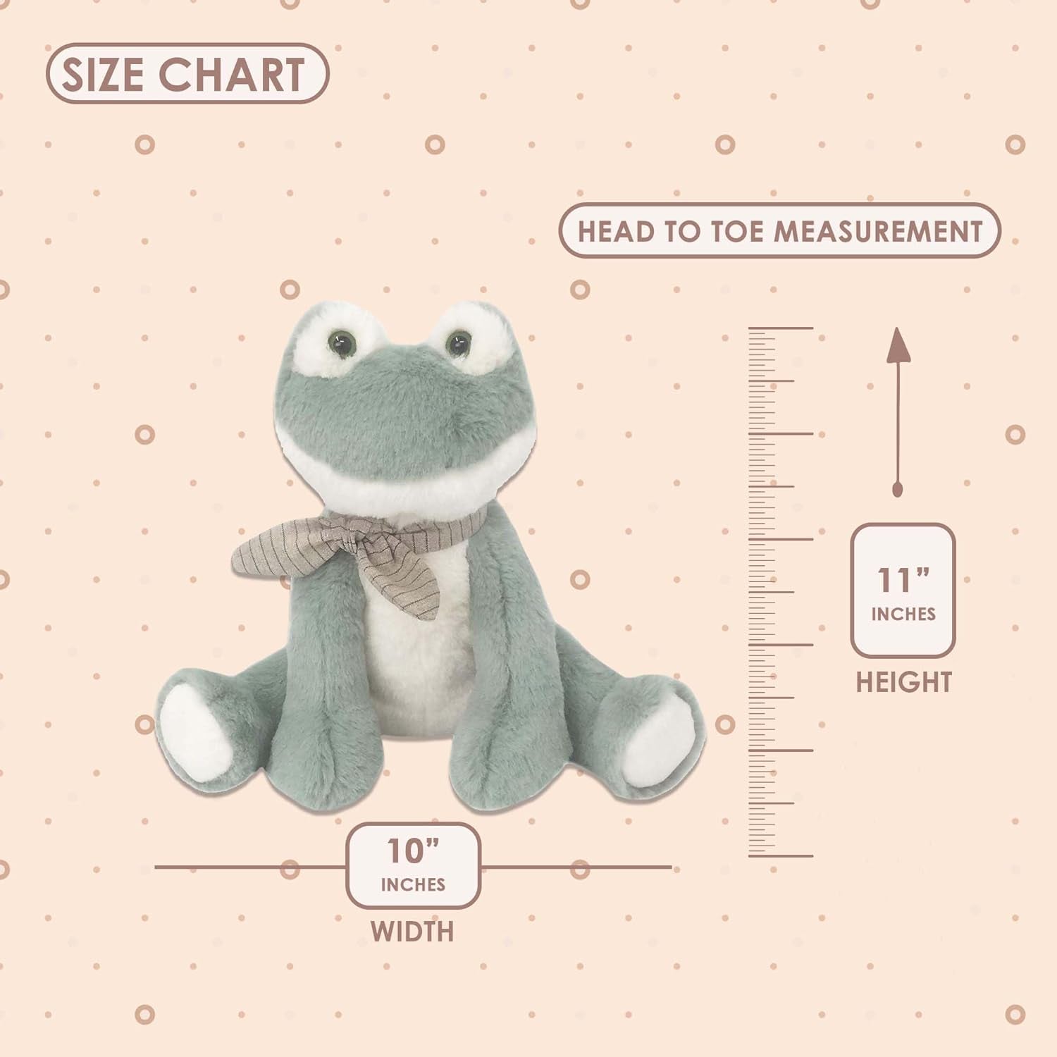 MON AMI Fitzgerald the Frog Stuffed Animal – 11”, Frog Plush, Fun Adorable Soft Stuffed Toy, Great Gift for Kids of All Ages