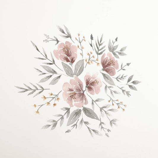 Levtex Baby - Adeline Resuable Wall Decal - Floral - Pink, Grey, White - Nursery Accessories - Size: 36 X 33 In.