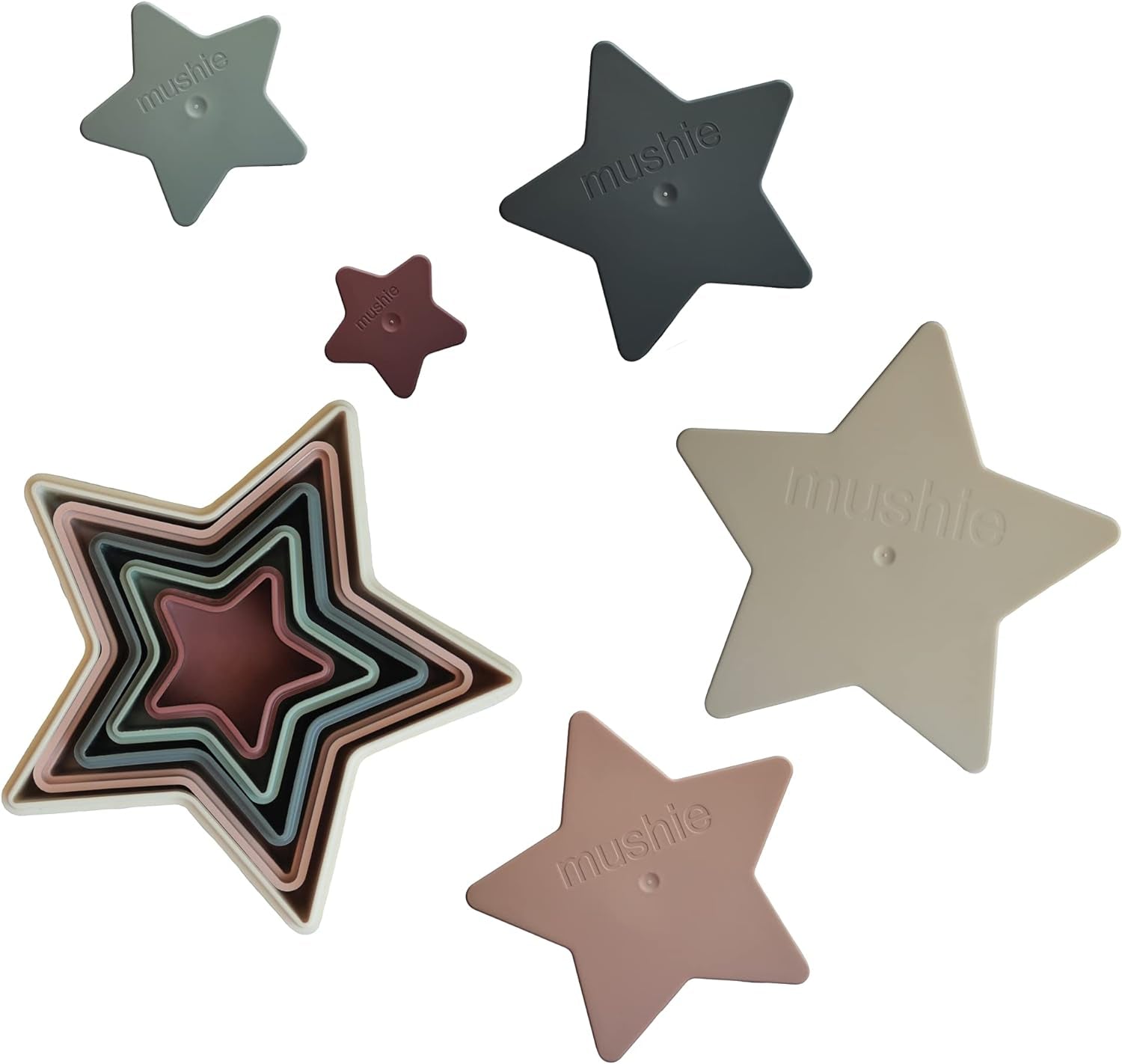 Mushie Nesting Stars Toy 10Pcs | Made in Denmark (Original) 10 Months+