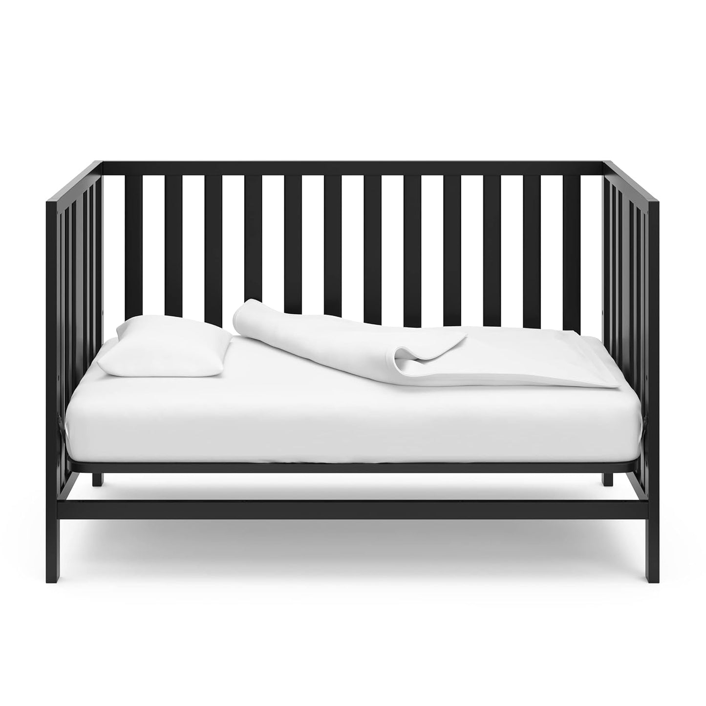 Storkcraft Pacific 5-In-1 Convertible Crib - (Black) – Converts from Baby Crib to Toddler Bed, Daybed and Full-Size Bed, Fits Standard Full-Size Crib Mattress, Adjustable Mattress Support Base