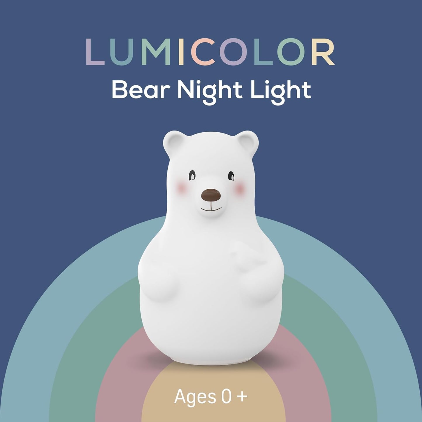 Lumicolor Bear Baby Night Light, Color-Changing and Rechargeable Kids Night Light