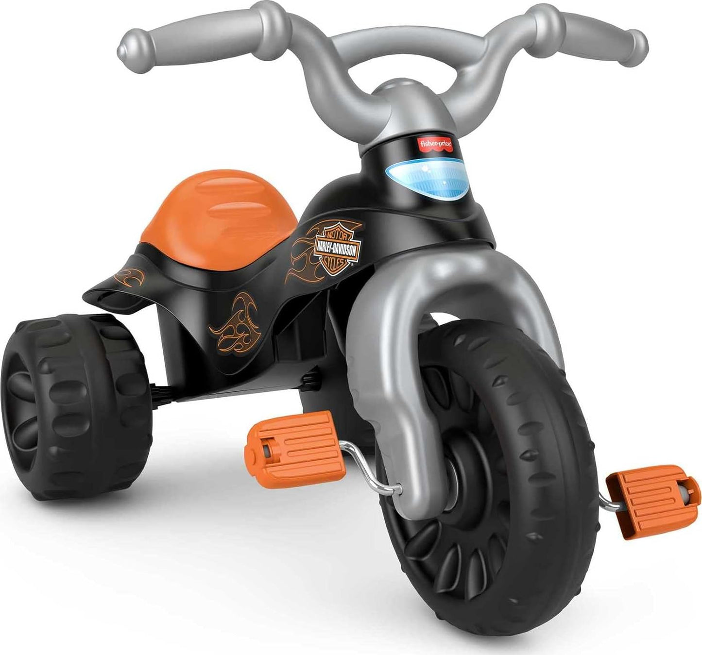 Fisher-Price Harley-Davidson Toddler Tricycle Tough Trike Toy Bike with Handlebar Grips & Storage for Preschool Kids Ages 2+ Years​ (Amazon Exclusive)