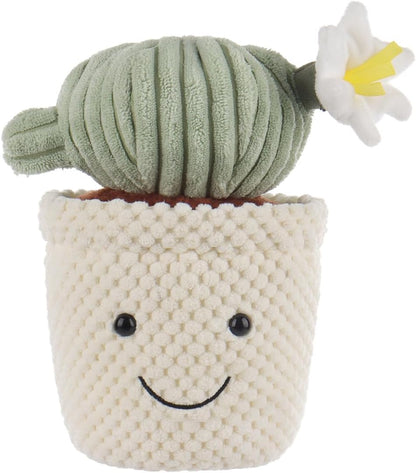 Apricot Lamb Soft Cactus Ball Plant Plush Toy, Stuffed Green Pot, Kawaii Plushie for Kids, 8"