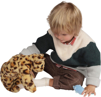 Manhattan Toy Loki Leopard Stuffed Animal Cat with Magnetic Front Paws and Magnetic Mouse Toy