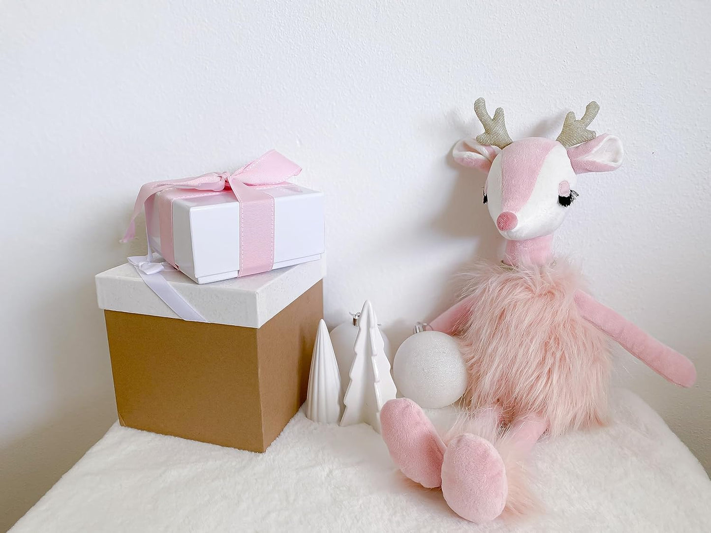 MON AMI Freija the Pink Reindeer Stuffed Animal Doll – 17”, Deer Plush Toy, Use as Toy or Room Décor, Great Gift for Kids of All Ages, Ideal Gift for Christmas