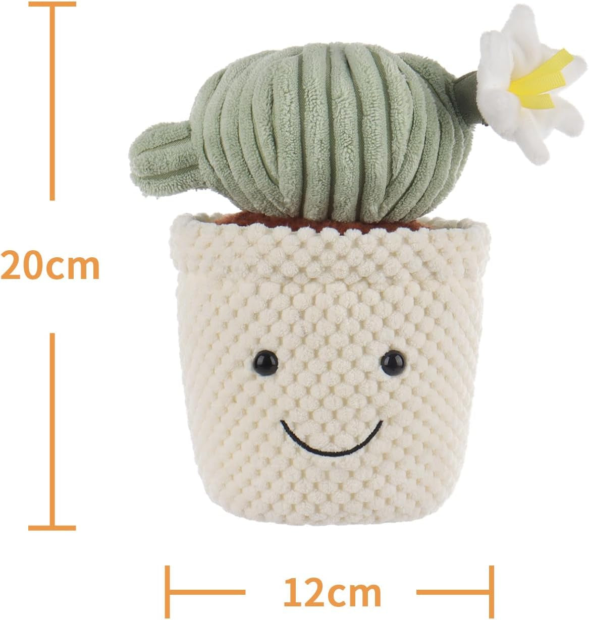 Apricot Lamb Soft Cactus Ball Plant Plush Toy, Stuffed Green Pot, Kawaii Plushie for Kids, 8"