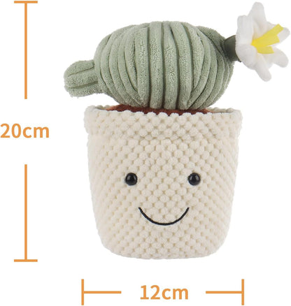 Apricot Lamb Soft Cactus Ball Plant Plush Toy, Stuffed Green Pot, Kawaii Plushie for Kids, 8"