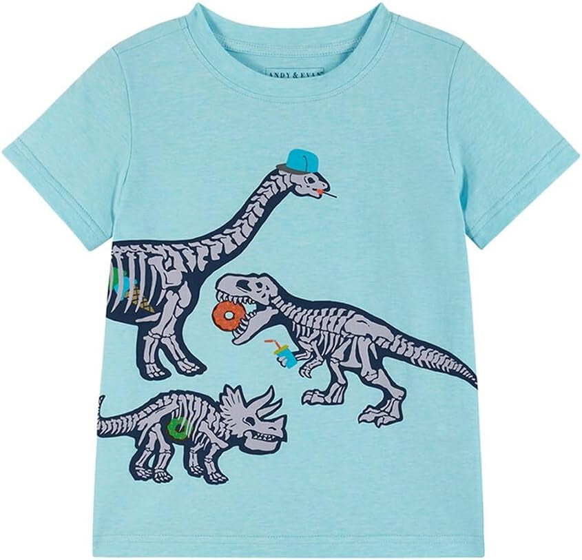 Andy & Evan Boys' Graphic Tee-Shirts, Breathable Lightweight Spring Summer Shirts for Boys and Kids, Stylish Designs