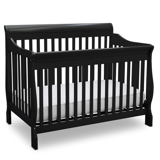 Delta Children Canton 4-In-1 Convertible Crib - Easy to Assemble, Ebony Black