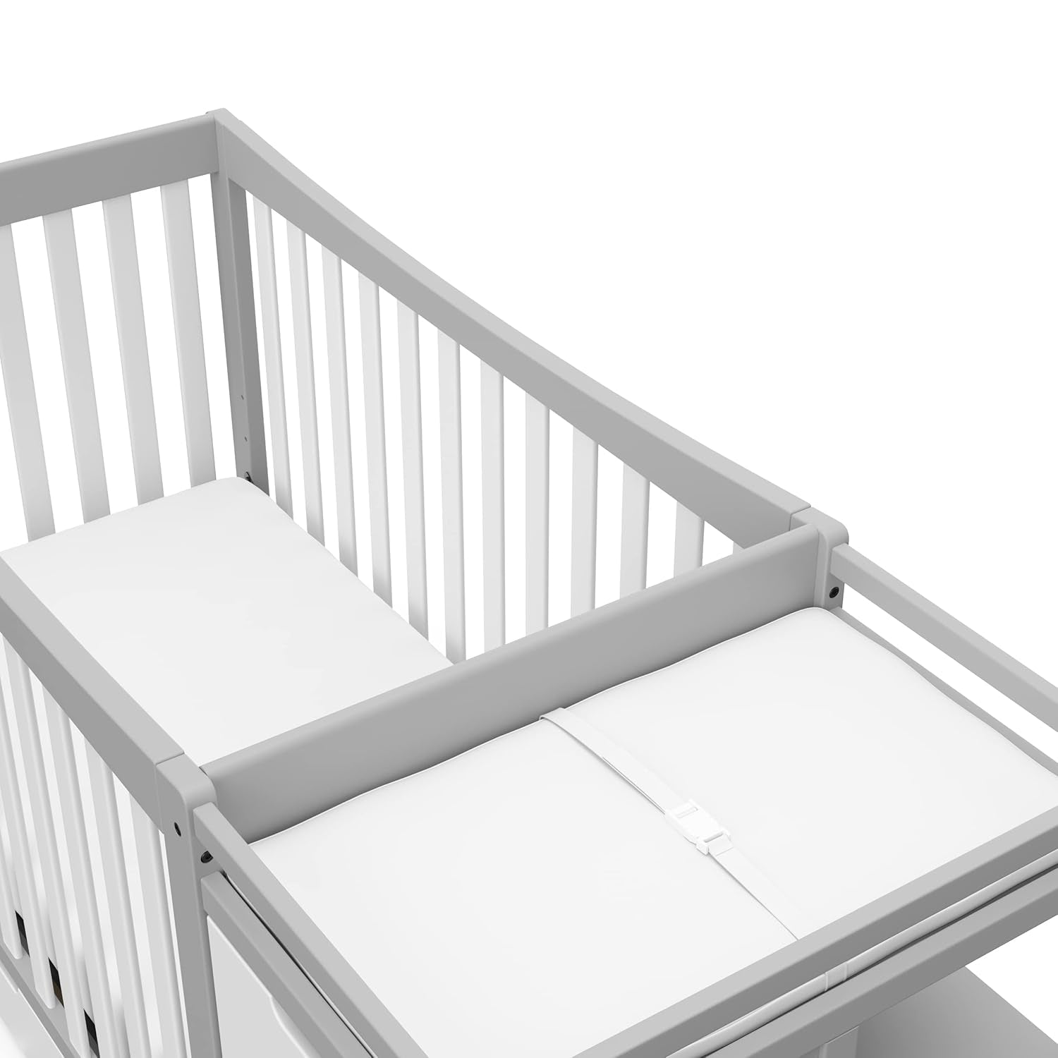 Graco Remi 4-In-1 Convertible Crib & Changer with Drawer (Pebble Gray & White) – GREENGUARD Gold Certified, Crib and Changing-Table Combo, Includes Changing Pad, Converts to Toddler Bed, Full-Size Bed