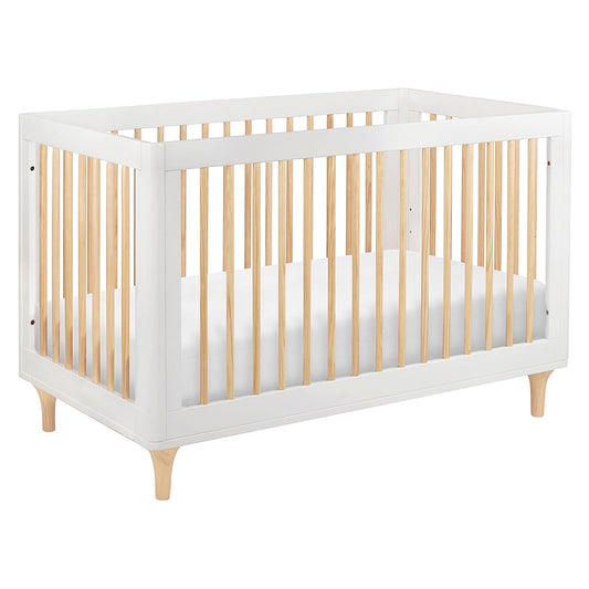 Babyletto Lolly 3-In-1 Convertible Crib with Toddler Bed Conversion Kit in White and Natural, Greenguard Gold Certified