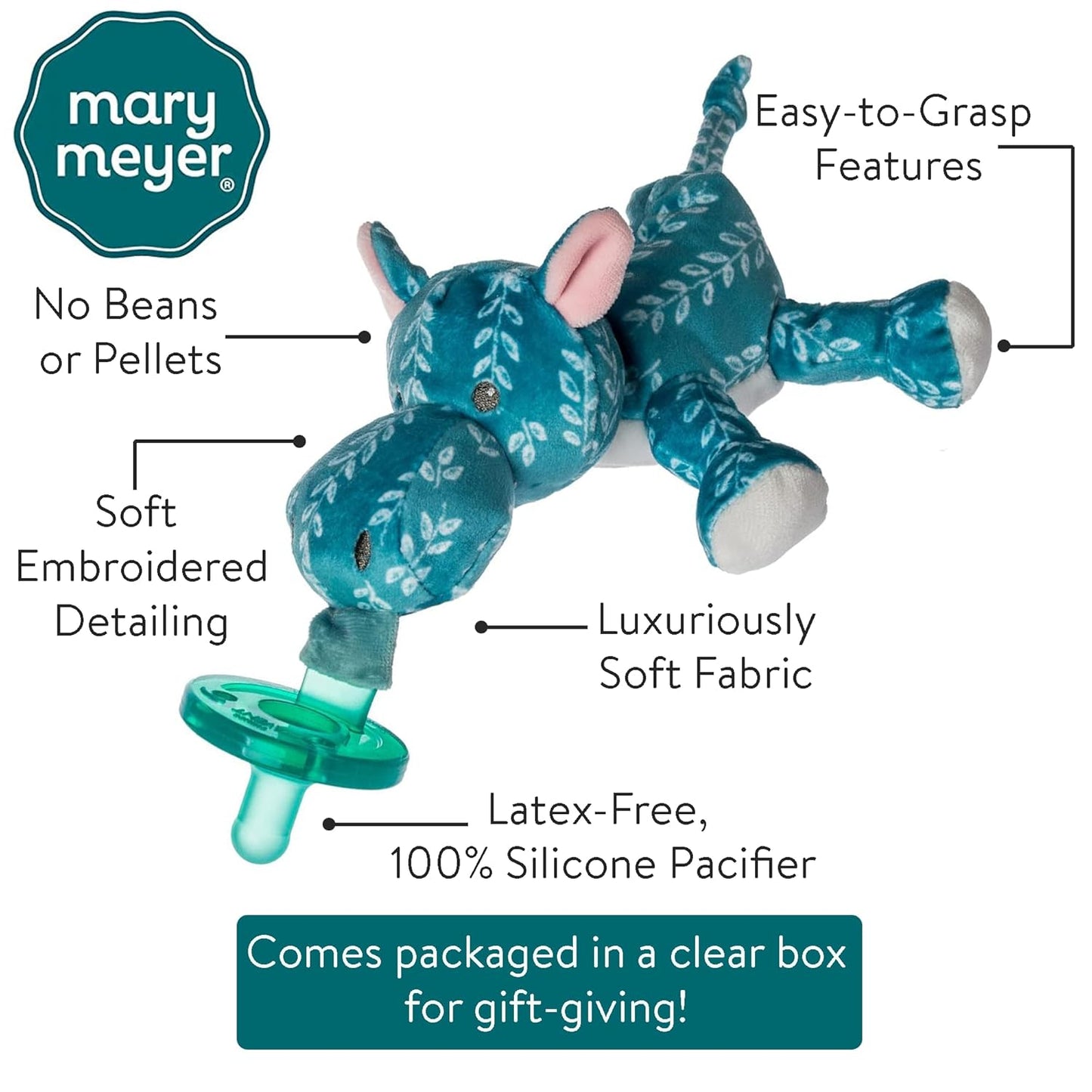 Mary Meyer Wubbanub Infant Pacifier, 6-Inches, Jewel Hippo