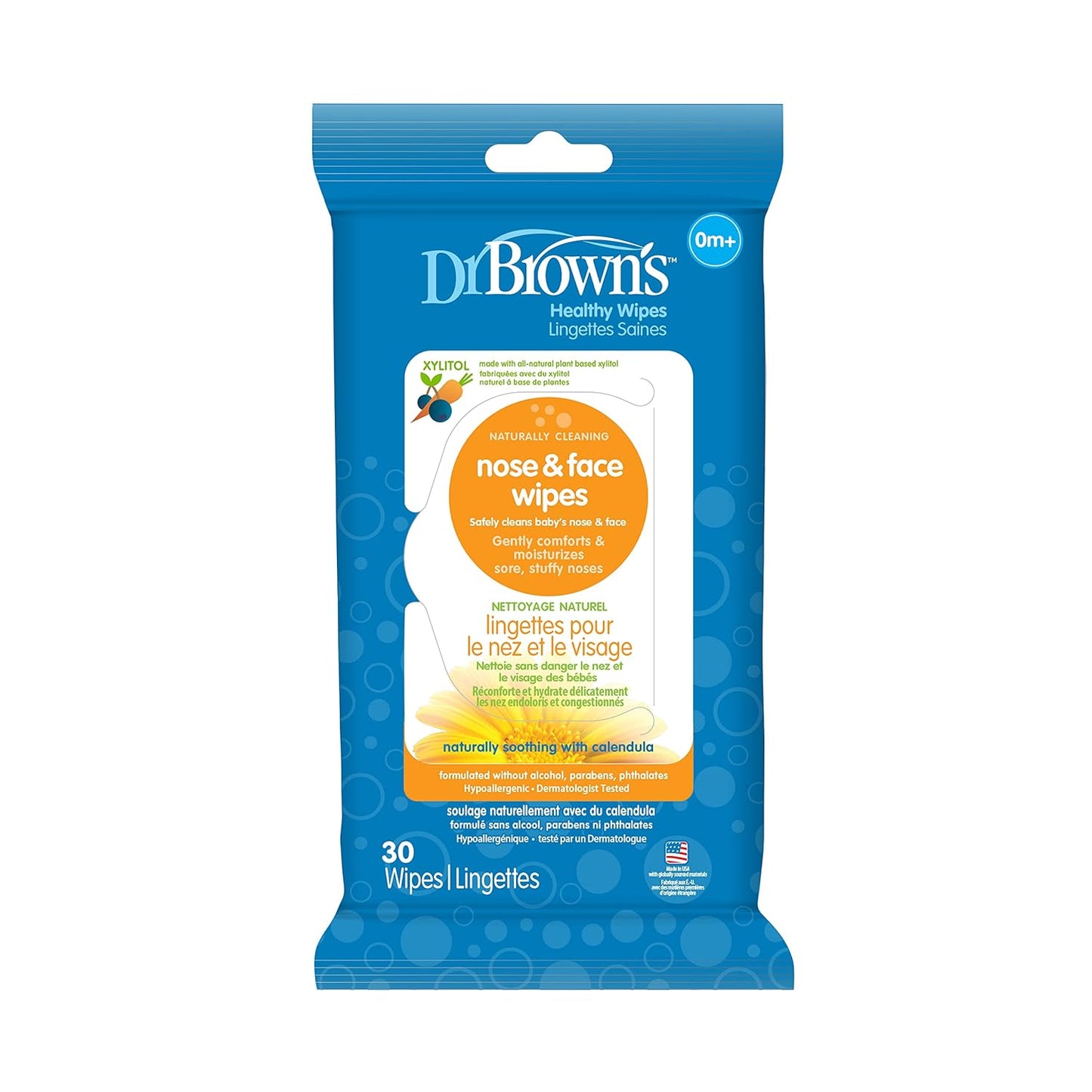 Dr. Brown'S Healthy Nose and Face Wipes, Naturally Cleaning and Moisturizing for Baby & Toddler, Plant Based and Hypoallergenic, 30 Count, 3 Pack