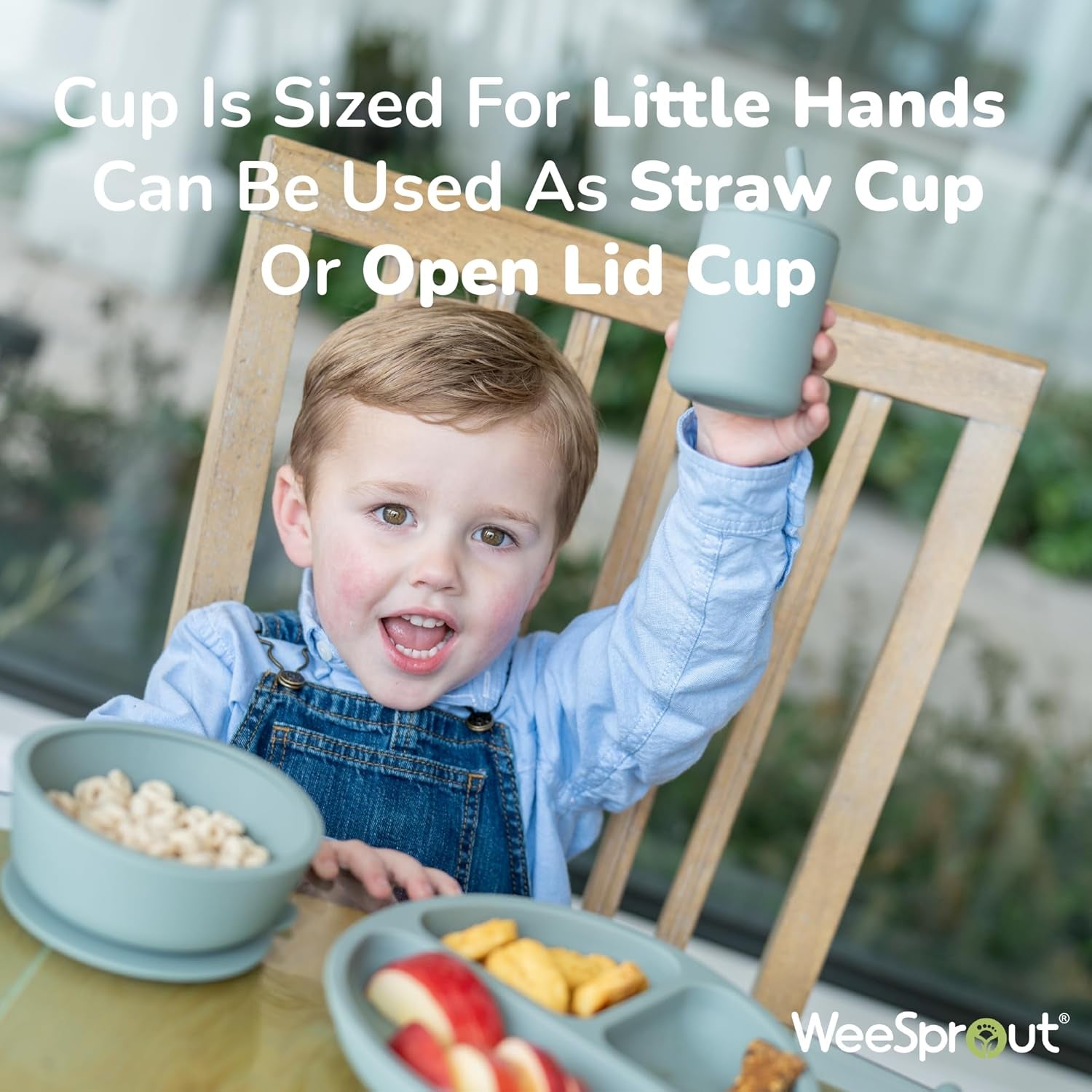 Weesprout Baby Led Weaning Bundle, Silicone Suction Bowl, Spoons, Bib & Cup, Develops Self Feeding Skills, Dishwasher Safe (Mint)