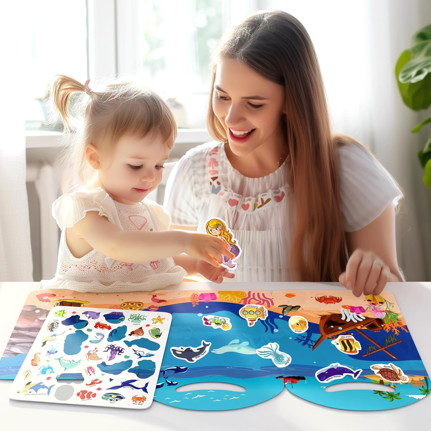 Iplay, Ilearn Kids Ocean Animal Sticker Book, Toddler Reusable Puffystickers Activity Busy Book, Preschool Learning Educational Toy, Plane Travel Party Gifts for 3 4 5 6 7 8 Year Old Boys Girls