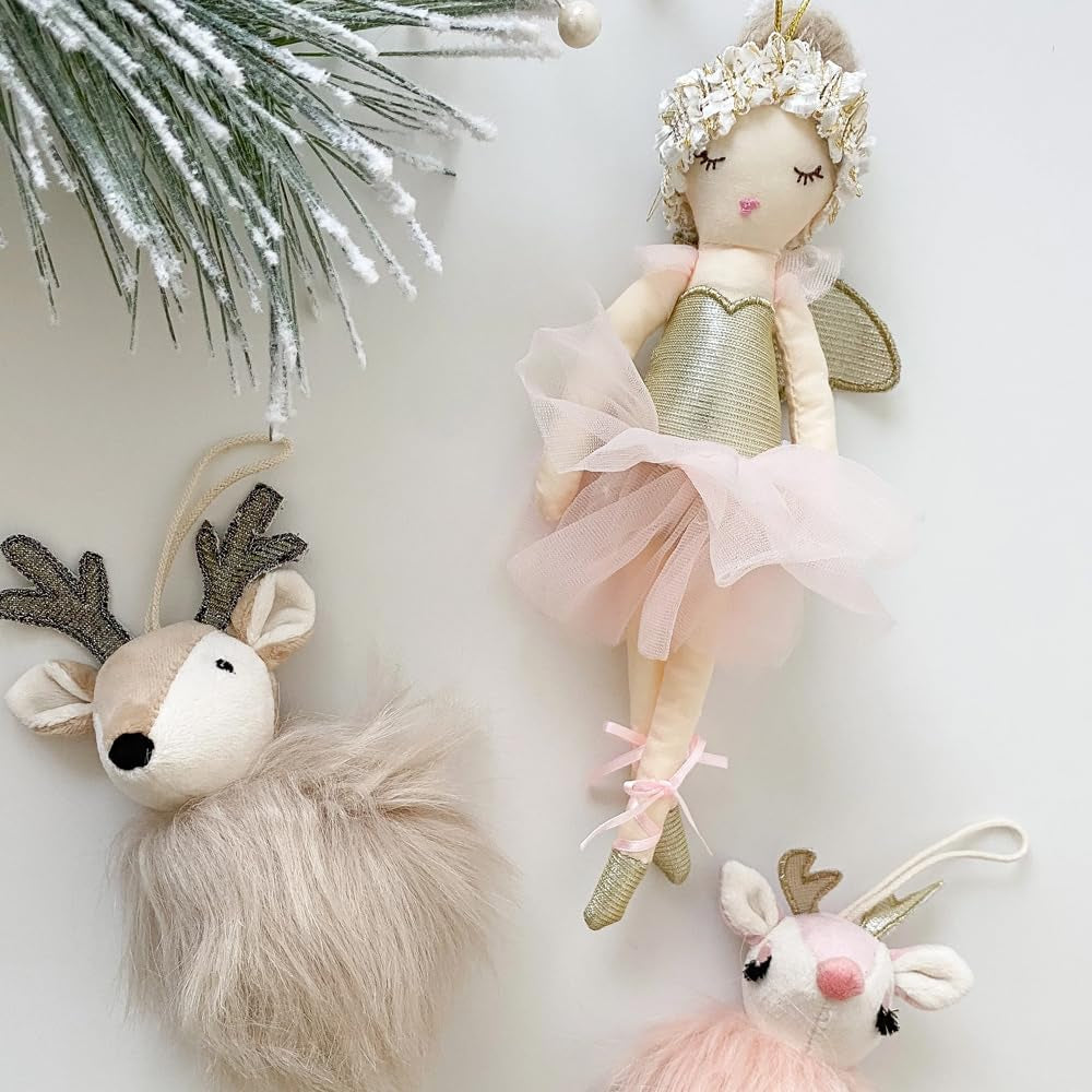 MON AMI Plush Ballerina Doll Christmas Ornament – 10”, Cute Angel Doll Hanging Pendant, Holiday Home Décor & Christmas Decorations, Ideal Gift for Christmas