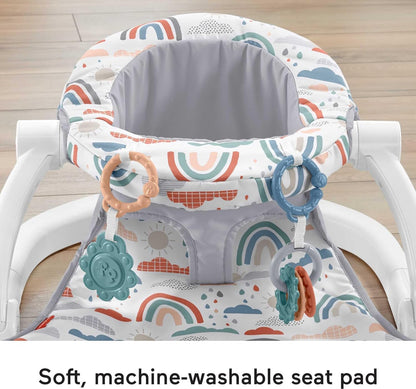 Fisher-Price Portable Baby Chair Sit-Me-Up Floor Seat with Developmental Toys & Machine Washable Seat Pad, Rainbow Sprinkles