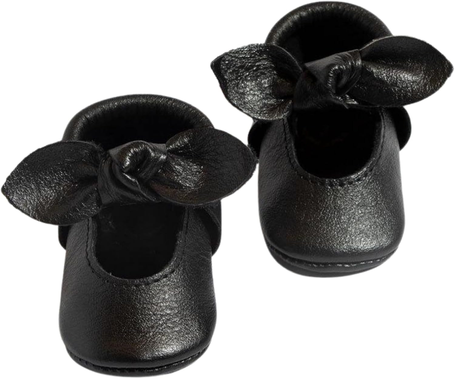 Freshly Picked Knotted Bow Baby Girl Shoes Soft Sole or Hard Sole, Premium Leather Baby Shoes Handmade in Utah, Infant to Toddler Sizes