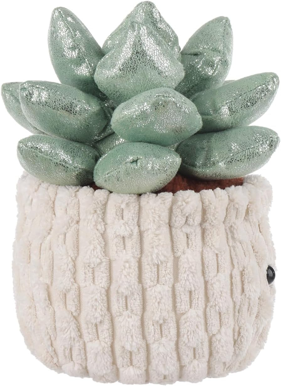 Apricot Lamb Potted Shiny Succulents Plush Stuffed Animals for Kids, Soft Cute Plush Toys for Baby Girl and Boy, Fluffy Potted Shiny Succulents Green 7.1 Inches