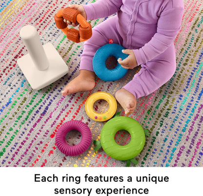 Fisher-Price Baby Toy Sensory Rock-A-Stack, Rings with Fine Motor Activities for Developmental Play for Infants Ages 6+ Months