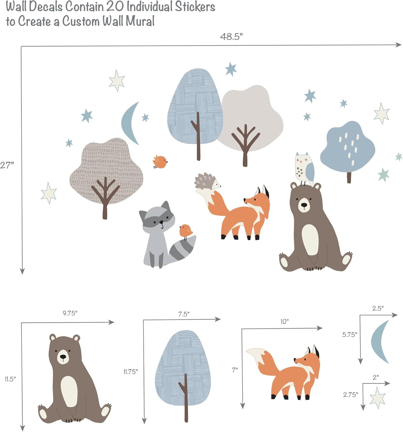 Bedtime Originals Sleepytime Bear Woodland Animals Wall Decals/Stickers