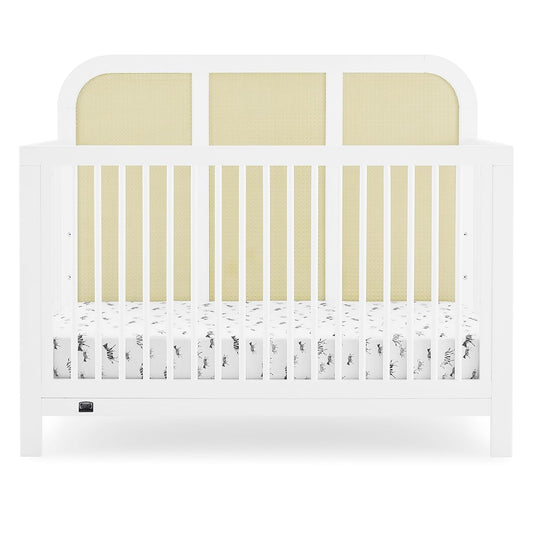 Simmons Kids Theo 6-In-1 Convertible Crib - Greenguard Gold Certified, Bianca White/Textured Almond