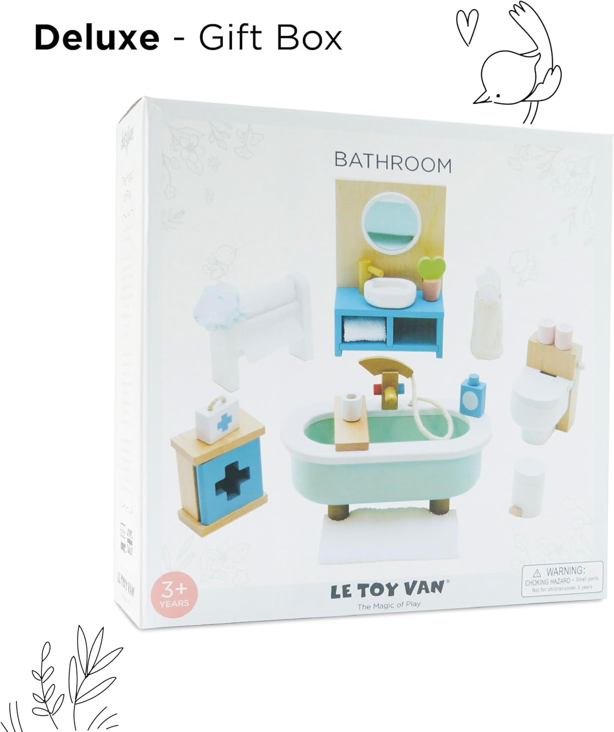 Le Toy Van - Daisylane Bathroom Premium Wooden Toys Dolls House Accessories |Playset for Doll House | Girls Dolls House Furniture Sets - Suitable for Ages 3+