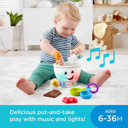 Fisher-Price Baby Learning Toy Laugh & Learn Magic Color Mixing Bowl with Pretend Food Music & Lights for Ages 6+ Months