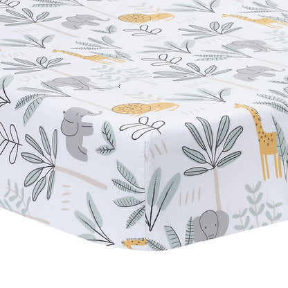 Lambs & Ivy Jungle Adventure Linen/Cotton 3-Piece Nursery Baby Crib Bedding Set