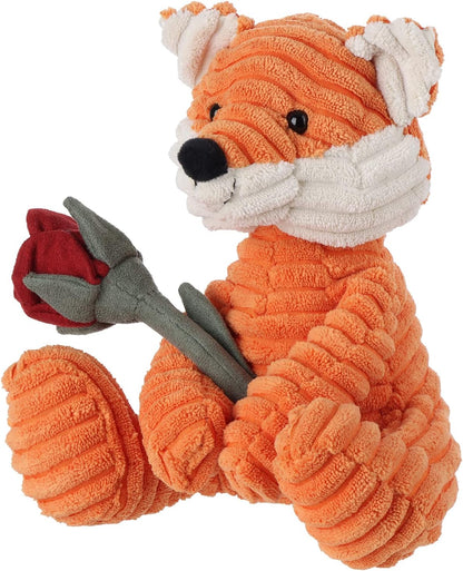 Apricot Lamb Toys Plush Corduroy Orange Fox with Rose Stuffed Animal Soft Cuddly for Kids Girlfriend Mother'S Day Valentine'S Day, 8.5 Inches