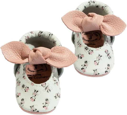 Freshly Picked Knotted Bow Baby Girl Shoes Soft Sole or Hard Sole, Premium Leather Baby Shoes Handmade in Utah, Infant to Toddler Sizes