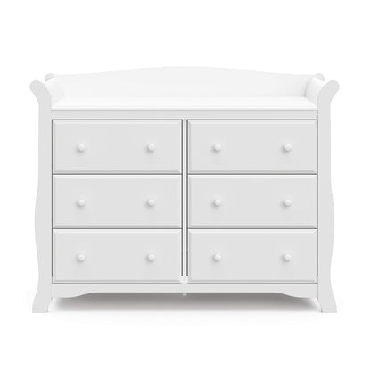 Storkcraft Avalon 6 Drawer Double Dresser (White) – Dresser for Kids Bedroom, Nursery Dresser Organizer, Chest of Drawers for Bedroom with 6 Drawers, Classic Design for Children’S Bedroom